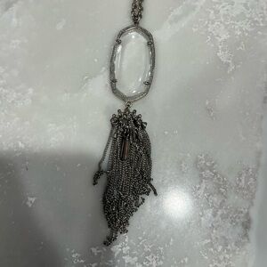 Rayne Long Pendant Necklace in Clear and Silver